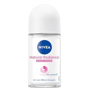 NIVEA Natural Radiance, Radiant & Smooth, Vitamin C Collagen Booster 72h Antiperspirant for Women, Roll-on 50ml