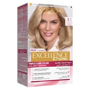 L'Oreal Paris Excellence Cream Triple Care Permanent Hair Colour 9.1 Very Light Ash Blonde