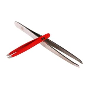 QVS Fine Slant Tip Tweezer With Micro Tweezer Multicolour  2 PCS