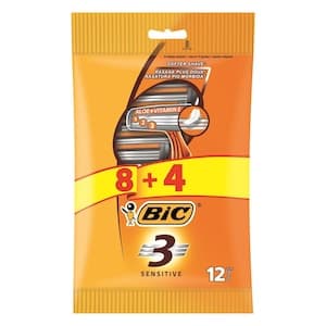 Bic 3 Sensitive Razor Orange 12 Razors