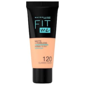 Maybelline New York Fit Me Matte+Poreless Liquid Foundation Tube, 120 Clasivo