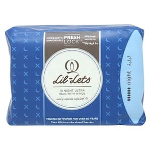 Lil-Lets Ultra Night Pads with Wings, 10 PCS