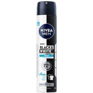 NIVEA MEN Black & White Invisible Antiperspirant Deodorant, Fresh, 72H Active Protection, 5IN1,  200ml