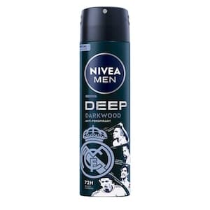 NIVEA MEN Deep MaxxTech Darkwood Spray with Black Carbon, 72H Odor & Sweat Protection, Warm Darkwood Scent, 150ml