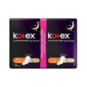 Kotex Ultra Thin Pads Overnight Protection Sanitary Pads with Wings 28 Sanitary Pads