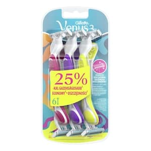 Gillette Simply Venus 3 Plus Disposable Razors, Pack of 6