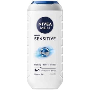 NIVEA MEN 3in1 Shower Gel Body Wash Sensitive Bamboo Extract Masculine Scent 250ml