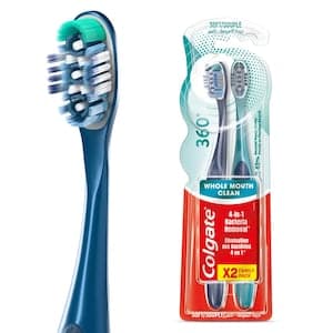 Colgate 360 Whole Mouth Clean Soft Toothbrush, 2 PCS