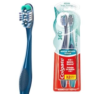 Colgate 360 Whole Mouth Clean Medium Toothbrush, 2 PCS