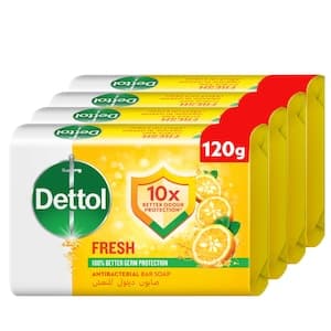 Dettol Fresh Bar Soap Bar Citrus & Orange Blossom Scent, 120g Pack of 4