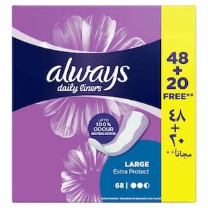 Always Daily Liners Extra Protect Large, 68 Liners