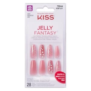 Kiss Jelly Fantasy False Nails, Pink, Pack of 28