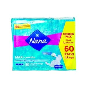 Nana Sanitary Pads Maxi Thick Long with Wings, 60 Pads