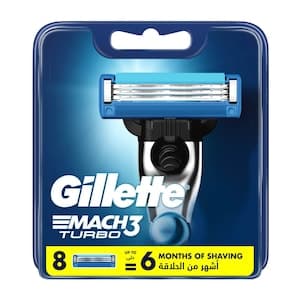 Gillette Mach3 Turbo Men's Razor Blade Refills 8 PCS