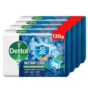 Dettol Cool Bar Soap, Menthol & Eucalyptus Scent, 120g Pack of 4