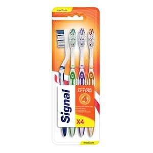 Signal Anti-Plaque Action Toothbrush Medium Multicolour 4 PCS