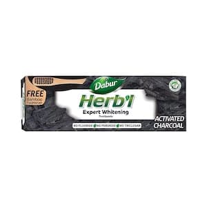 Dabur Herbal Expert Whitening Charcoal Toothpaste With Toothbrush Black 150g