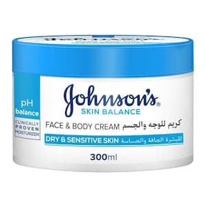 Johnson's Skin Balance Face And Body Cream, Dry & Sensitive Skin 300ml