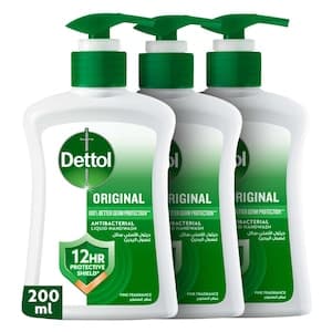 Dettol Original Liquid Handwash Pump, Pine Scent, 200ml Pack of 3