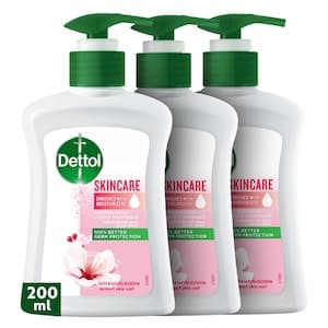 Dettol Skincare Handwash Pump, Rose & Sakura Blossom Fragrance, 200ml Pack of 3