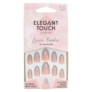 Elegant Touch Luxe Looks False Nails With Glue V-I-Please 24 PCS