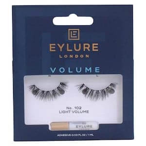 Eylure Light Volume False Eyelashes With Adhesive 102 Black
