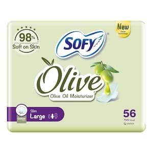 Sofy Slim Olive Oil Moisturizer 56 Sanitary Pads Large White