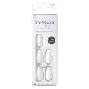Kiss Impress Colour Press-On Manicure Coffin Shape False Nails 86734 Medium Frosting 30 PCS