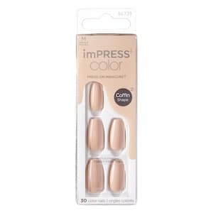 Kiss Impress Colour Press-On Manicure Coffin Shape False Nails 86739 Medium Latte 30 PCS