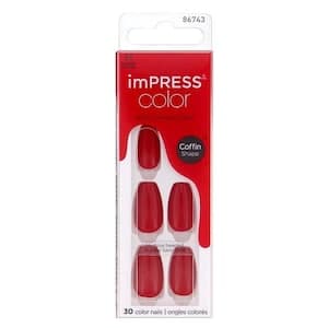 Kiss Impress Colour Press-On Manicure Coffin Shape False Nails 86743 Medium Ready Or Not 30 PCS