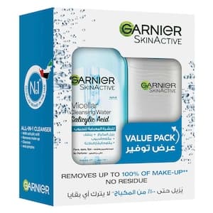 Garnier SkinActive Micellar Cleansing Water with Salicylic Acid 400ml and Cotton Pad