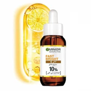 Garnier Skin Active Fast Bright Overnight Booster Face Serum with 10% Pure Vitamin C, for dullness & Dark spots, 30ml