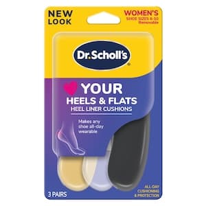 Dr.Scholl's Your Heels and Flats Stylish Heel Liner Cushions for Women Size 6 to 10 Pack of 3