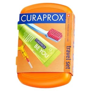 Curaprox Be You Gentle Everyday Whitening Toothpaste Apple and Aloe with Toothbrush Travel Set Orange