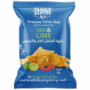 Family Harvest Premium Potato Chips Chili and Lime, 45g