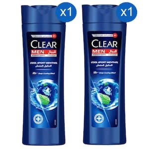 Clear Cool Sport Menthol Anti-Dandruff Shampoo for Men 400ml Pack of 2