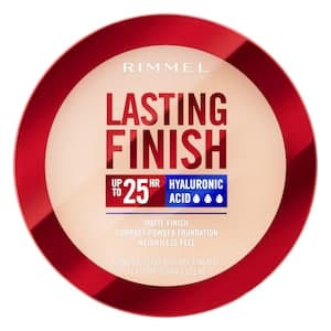 Rimmel London Lasting Finish 25H Hyaluronic Acid Matte Finish Compact Powder Foundation, 001 Fair Porcelain