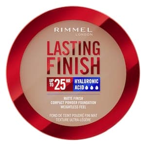 Rimmel London Lasting Finish 25H Hyaluronic Acid Matte Finish Compact Powder Foundation, 009 Honey