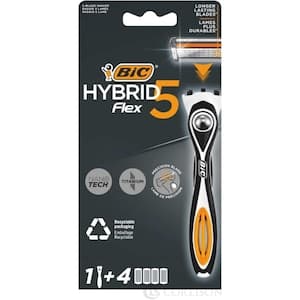 Bic Hybrid Flex 5 Razor and 4 Cartridges for Men