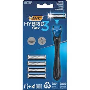 Bic Hybrid Flex 3 Razor and 4 Cartridges for Men