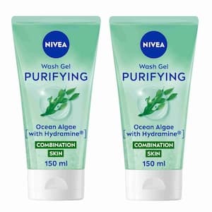 NIVEA Purifying Cleansing Face Wash, Combination Skin with Ocean Algae, 2x150ml