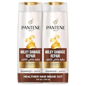 Pantene Pro-V Milky Damage Repair Shampoo, 375ml Pack of 2