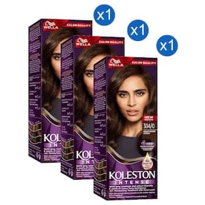 Wella Koleston Intense Hair Colour, 304/0 Medium Brown, 110ml Pack of 3