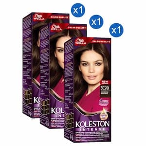 Wella Koleston Intense Hair Colour, 303/0 Dark Brown, 110ml Pack of 3