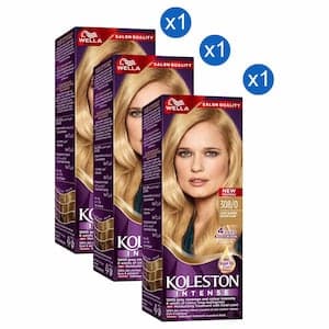 Wella Koleston Intense Hair Colour, 308/0 Light Blonde, 110ml Pack of 3