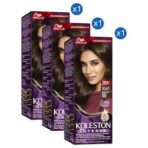 Wella Koleston Intense Hair Colour, 304/1 Medium Ash Brown, 110ml Pack of 3