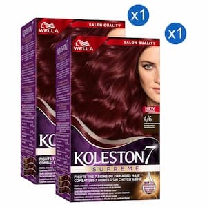 Wella Koleston 7 Supreme Hair Colour Cream Kit, 4/6 Burgundy, 135ml Pack of 2