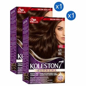 Wella Koleston 7 Supreme Hair Colour Cream Kit, 4/0 Medium Brown, 135ml Pack of 2