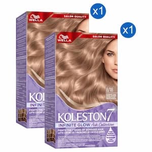 Wella Koleston 7 Supreme Infinite Glow Ash Collection Permanent Hair Colour, 8/18 Glowing Light Pearl Blonde, 135ml Pack of 2