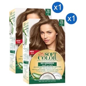 Wella Soft Colour Natural Hair Colour, 70 Natural Blonde, Pack of 2